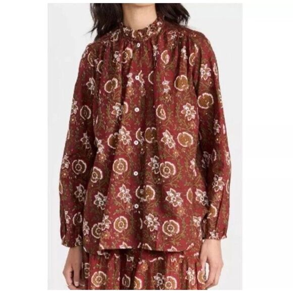 Millie Resort Francesca High Neck Button-up Blouse Size XS in Cinnabar, NEW $248 - Picture 2 of 6